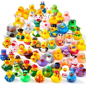 Syncfun 15 Pcs Rubber Ducks Bath Toys Birthday Gifts for Kids, Random Assortment Mini Rubber Duckie Toys with Mesh Carry Bag - 1 of 4