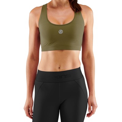 SKINS SERIES-3 Women's Premium Compression Sports Bra-Increase Circulation, Lightweight for Running, Soccer & Workouts Olive Large