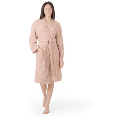 Adult Muslin Bathrobe 100% Cotton Robe with 4-Layer Absorbent Muslin Fabric By Comfy Cubs
