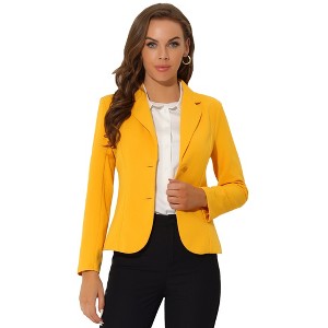 Allegra K Women's Elegant Work Office Lapel Collar Button Down Regular Fit Suit Blazer - 1 of 4