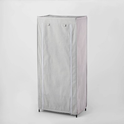 30" Double Rod Fabric Covered Wardrobe - Brightroom™: Closet Organizer, Shoe Storage, Steel Frame, 2 Shelves, Gray