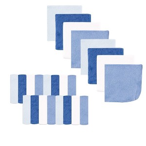 Luvable Friends Baby Boy Super Soft Bundle Washcloths, Classic Blue, One Size - 1 of 2