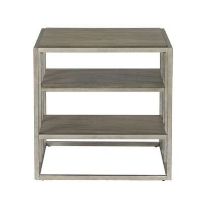 Dexmalle Metal Frame Wood Living Room End Table with Shelf